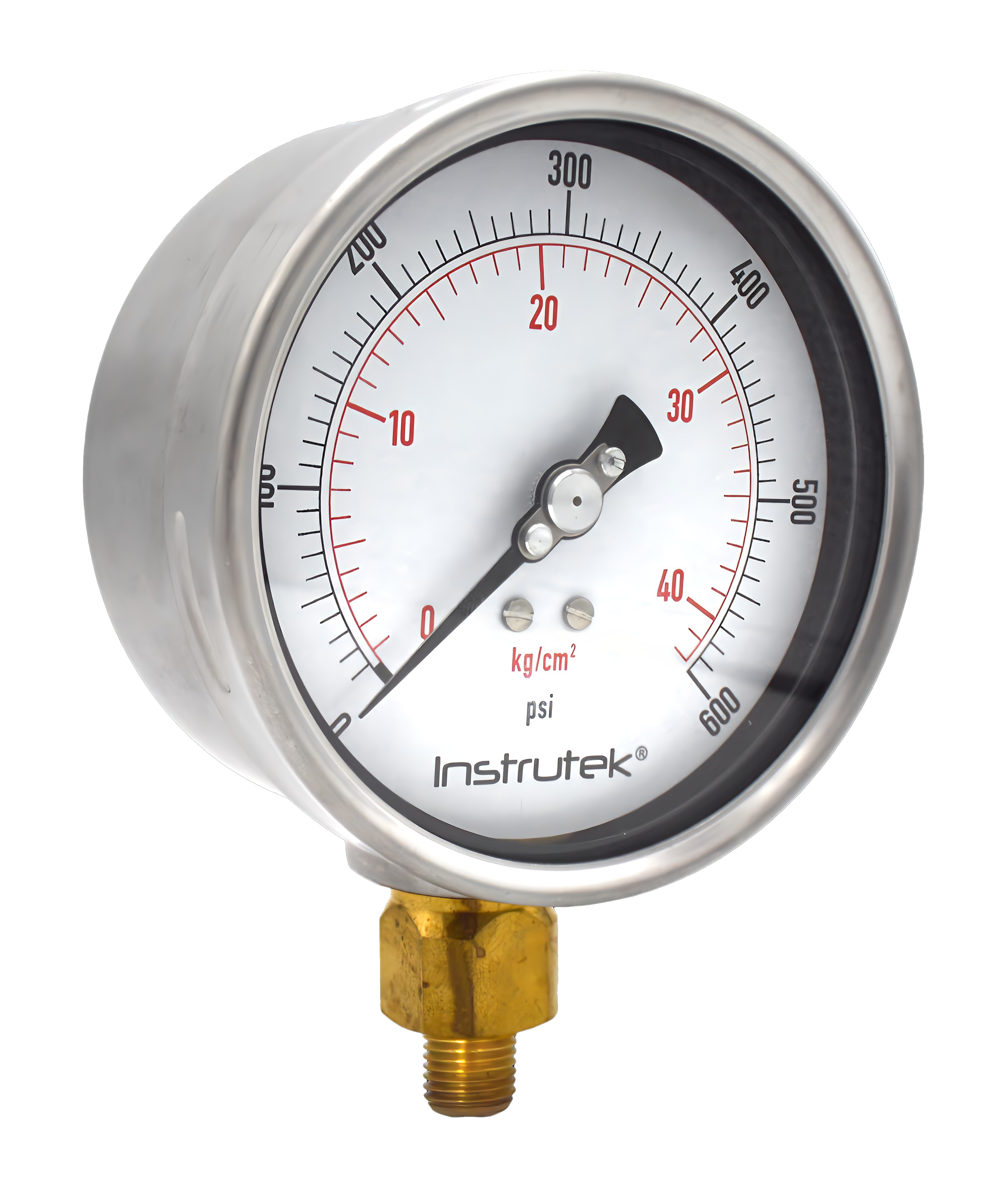 Manómetro 4", lleno de líquido premium, 1/4" NPT, inferior, 600 psi-kg/cm2