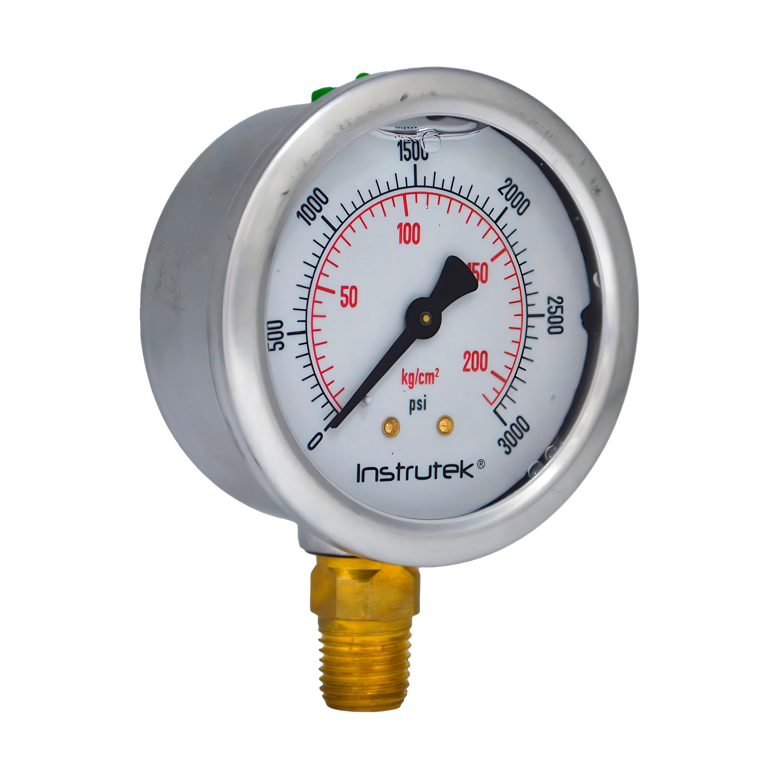 Manómetro 2.5", lleno de líquido premium, 1/4" NPT, inferior, 3000 psi-kg/cm2
