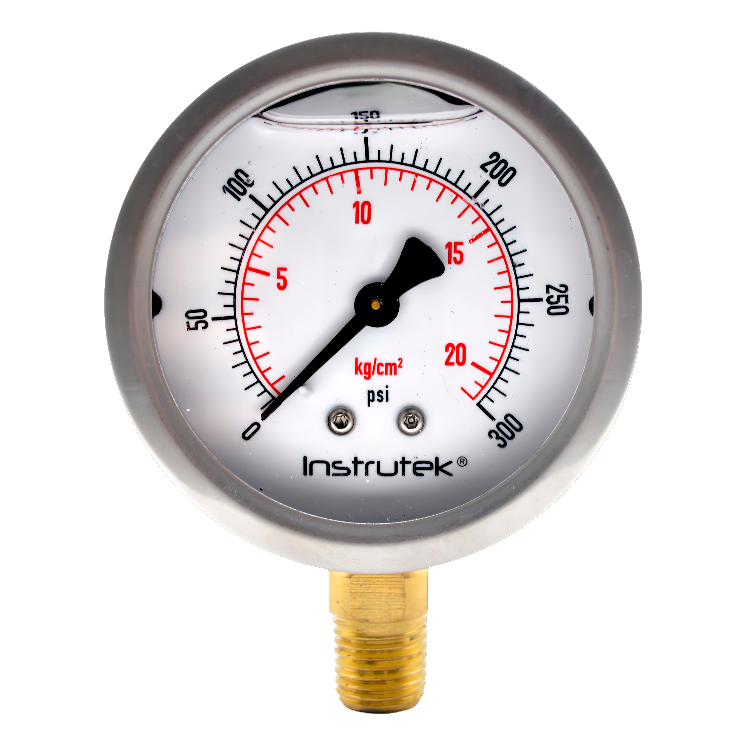Manómetro Premium Inox Glicerina Carátula 2.5 PLG, 300 Psi