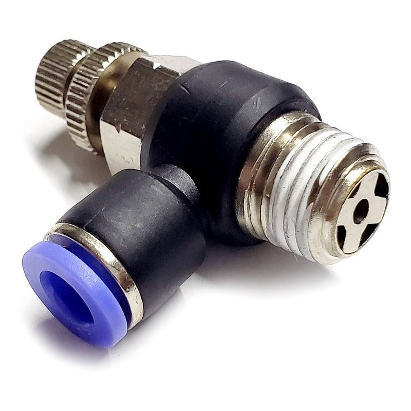 Pneumatic Flow Regulator / Connector Elbow 1/4 Npt X 6mm