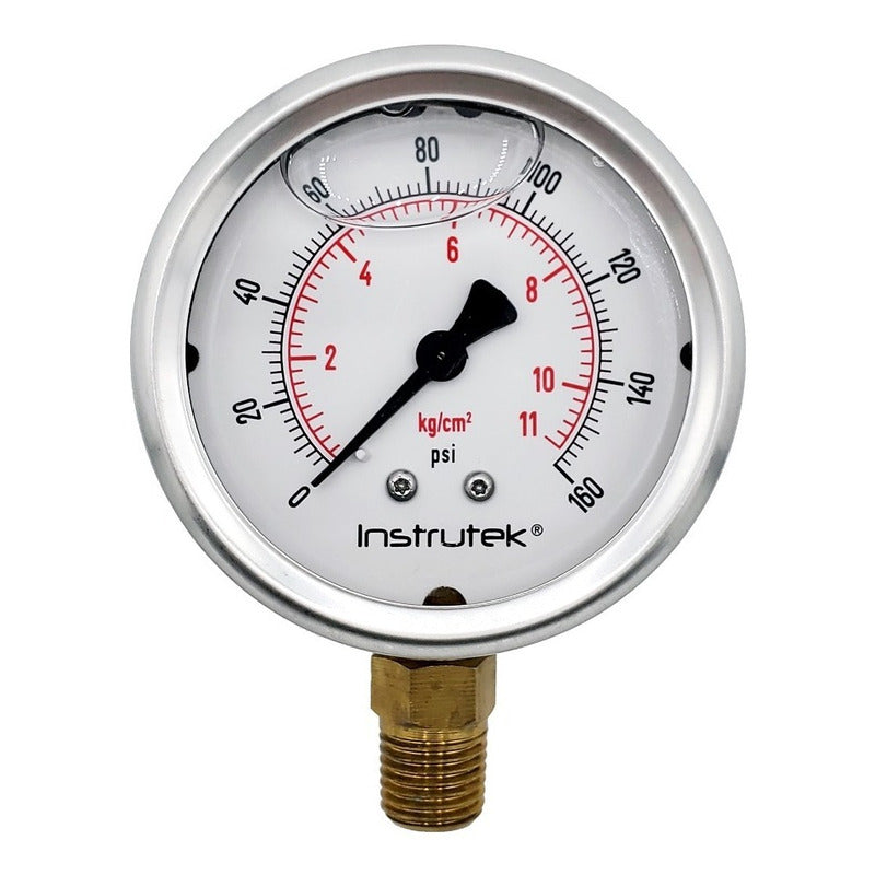 Manómetro 2.5", lleno de líquido (O.E.M.), 1/4" NPT, inferior, 160 psi-kg/cm2