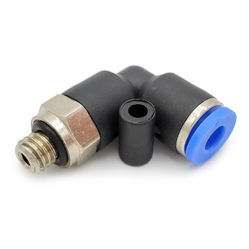 10 Pz De Conector/racor Rápido Neumático Codo M5 X 4mm
