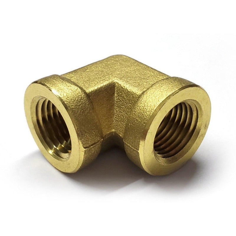Conector en codo hembra 90, fabricado en latón (dorado) de 1/4" NPT