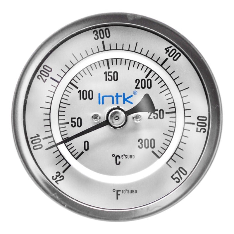 3" Bimetal thermometer, 1/2" NPT, back connection, range 32 to 570 F-C