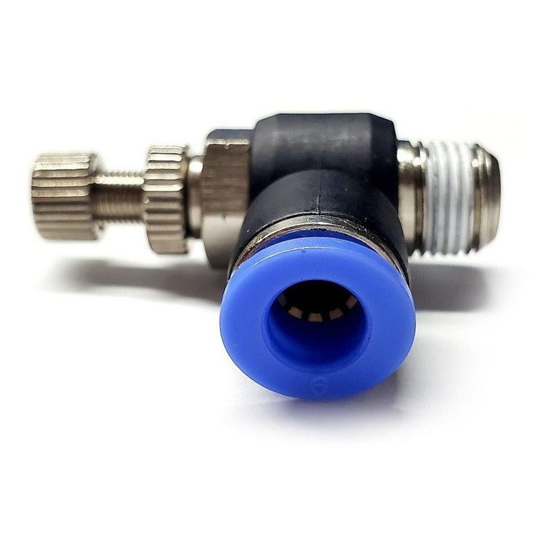 Pneumatic Flow Regulator/Connector Elbow 1/8 Npt X 6 Mm