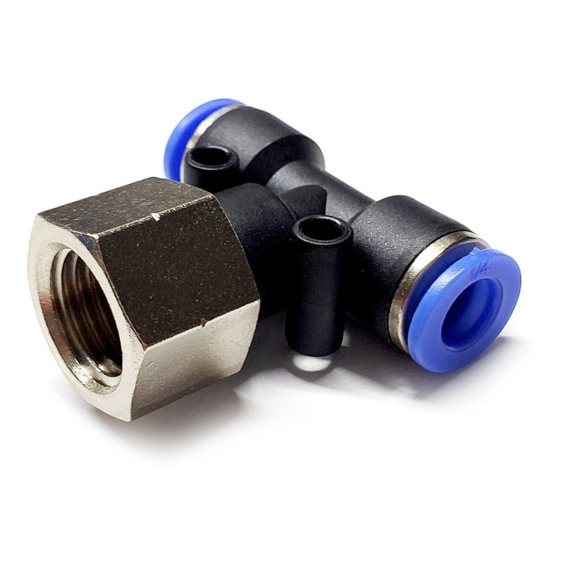 5pz Racor Rápido Neumático En Tee 1/4 Npt Hembra X 1/4 Mang.