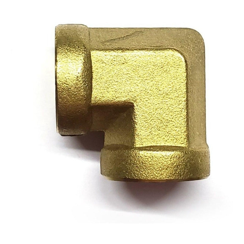 Conector en codo hembra 90, fabricado en latón (dorado) de 1/4" NPT