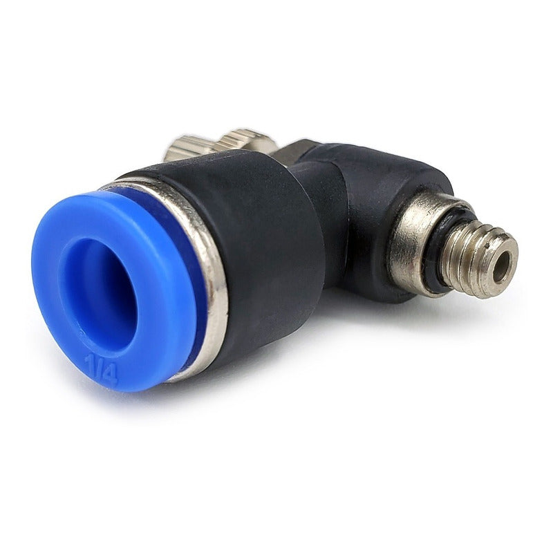 Conector / Regulador De Caudal Neumático Codo M5 X 1/4"