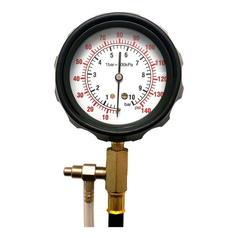 Manómetro seco para presión de bomba de gasolina, escala dual 0 a 140 psi - 11 bar. Cuenta con juego de herramientas para inyector de combustible.