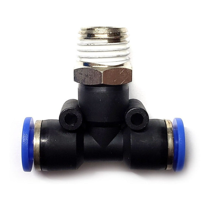 5pz Racor Rápido Neumático En Tee 1/4 Npt Macho X 6 Mm Mang.