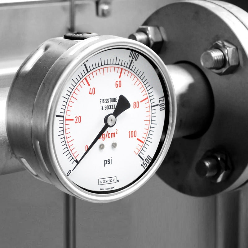 Noshok 4 PLG Stainless Steel Pressure Gauge, 1500 Psi, Conx. Later