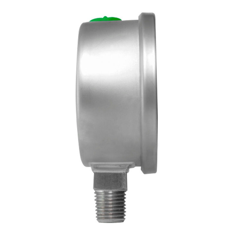 Manovacuómetro 2.5", acero inoxidable, 1/4" NPT, inferior, 30 Vac inHg-cmHg, 60 psi-kg/cm2