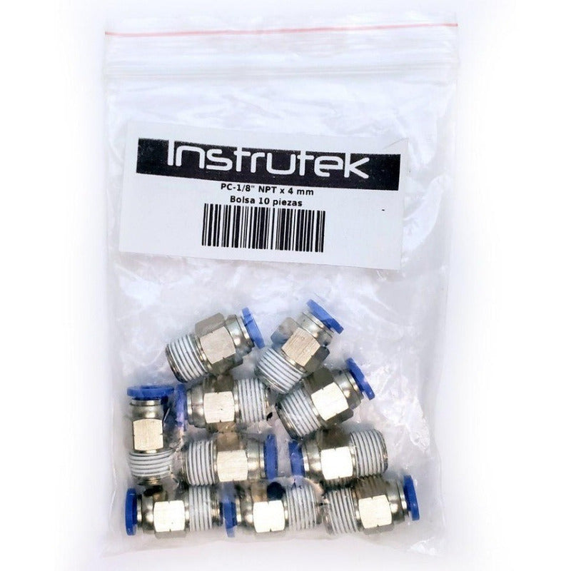 10 Pz De Conector/racor Rápido Neumático Recto 1/8 Npt X 4mm