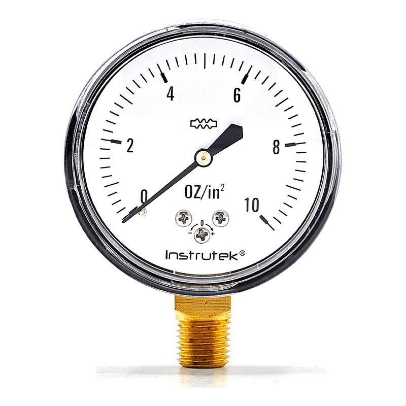 Manómetro 2.5", baja presión, 1/4" NPT, inferior, 10 oz/in2