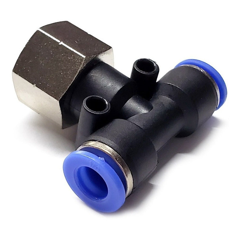 5pz Racor Rápido Neumático En Tee 1/4 Npt Hembra X 1/4 Mang.