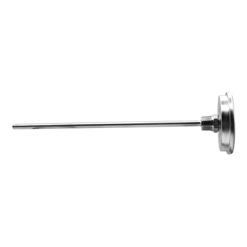 Termómetro 3 pulgadas, acero inoxidable, posterior, 1/2" NPT, vástago 9", rango 25 a 125 F-C