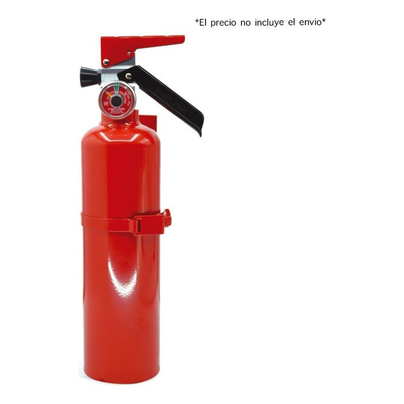 Extintor vacío con capacidad de 1 kg para PQS. Incluye manómetro certificado de 1.2 MPa y soporte.