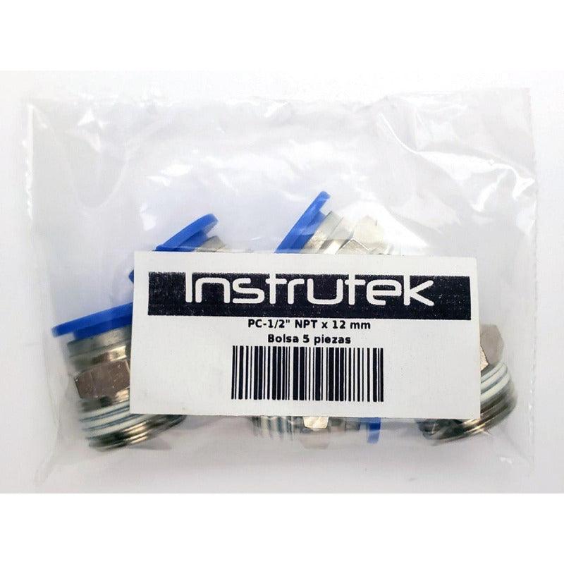 5 Pcs Straight Pneumatic Quick Connector/Fitting 1/2 Npt X 12mm