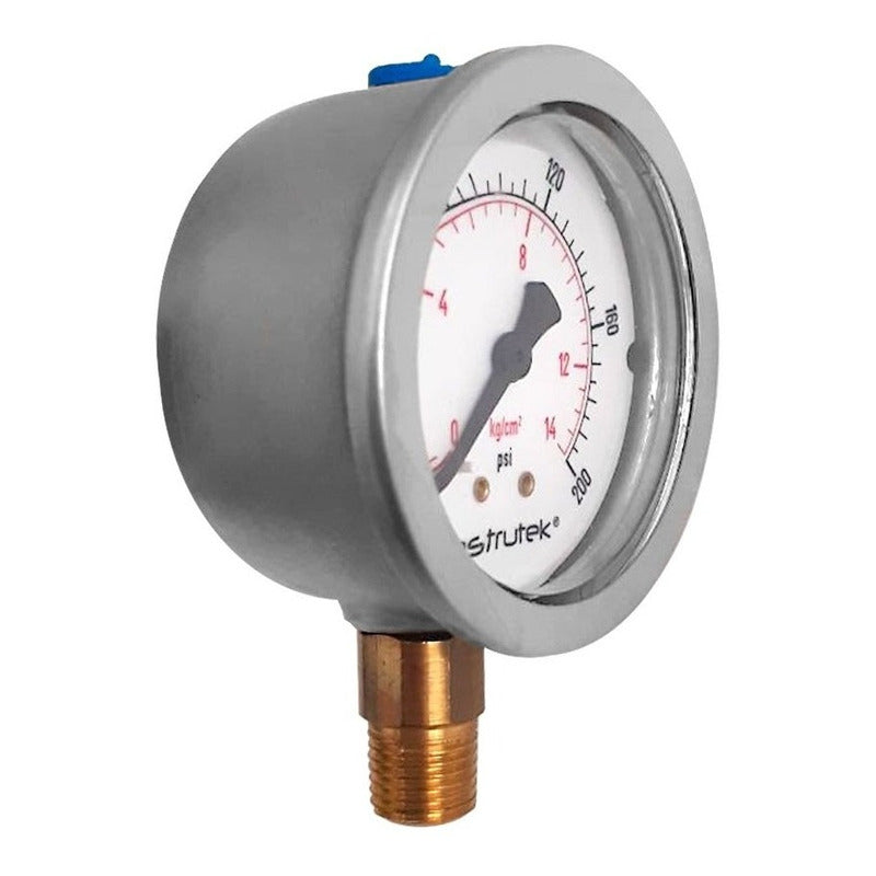 Manómetro 2.5", lleno de líquido (O.E.M.), 1/4" NPT, inferior, 200 psi-kg/cm2