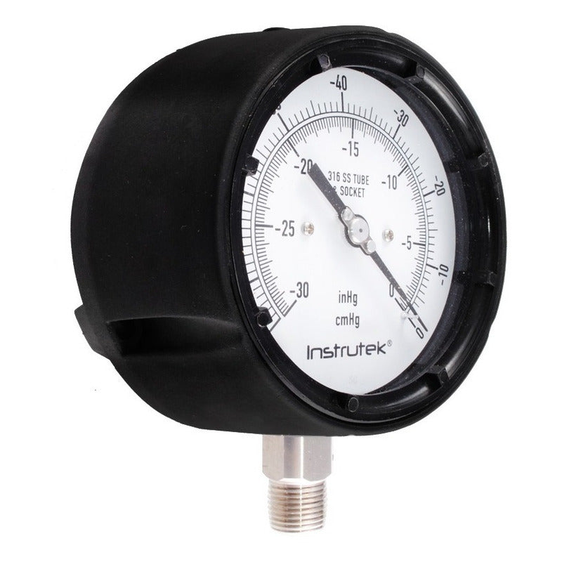 Vacuómetro 4.5", fenólico, 1/2" NPT, inferior, 30 Vac inHg-cmHg