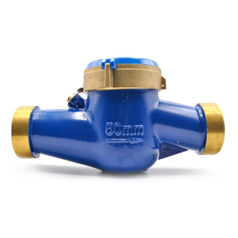 Medidor de agua tipo chorro múltiple, cuerpo de latón, extremos roscados de 2", incluye los conectores de latón