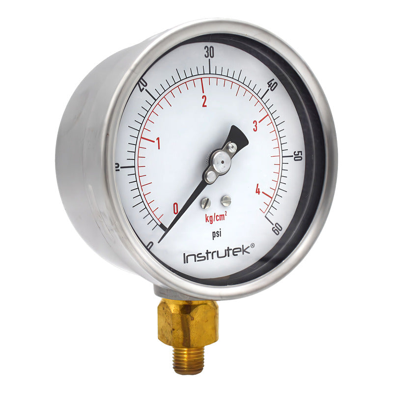 Manómetro 4", lleno de líquido premium, 1/4" NPT, inferior, 600 psi-kg/cm2