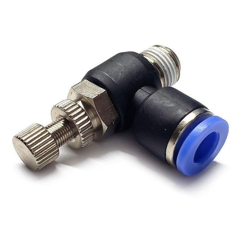 Pneumatic Flow Regulator/Connector Elbow 1/8 Npt X 6 Mm
