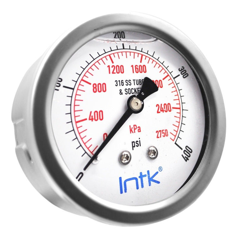 2.5” S.S. Liquid filled (O.E.M.), pressure gauge, 1/4” NPT, back connection, 0 to 400 psi-kPa