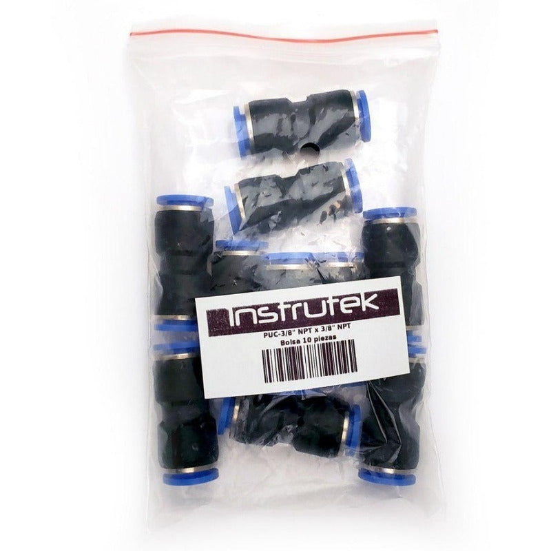 10 Pcs Straight Pneumatic Union Fitting 3/8