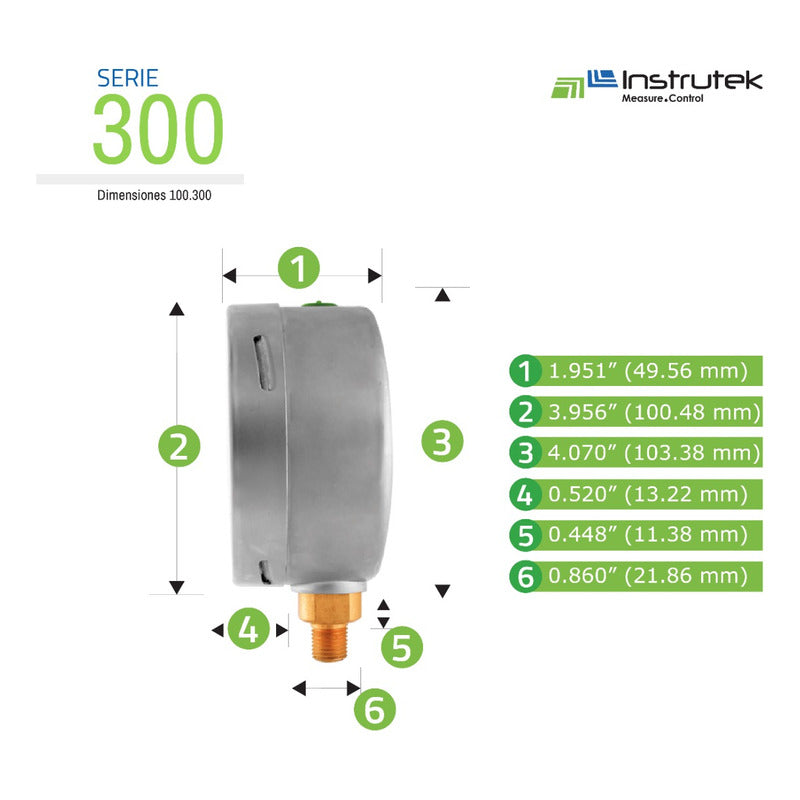 Stainless Steel Glycerin Pressure Gauge 4 IN, 60 Psi (Air, Water)