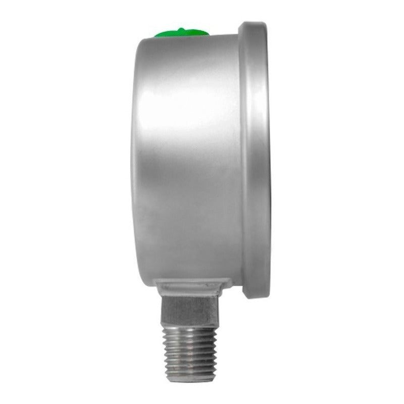 Manómetro 2.5", acero inoxidable, 1/4" NPT, inferior, 1000 psi-kg/cm2