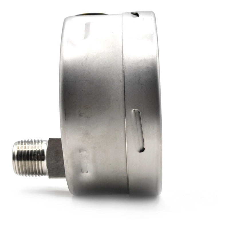 Manómetro 4", acero inoxidable, 1/2" NPT, posterior, 100 psi-kg/cm2