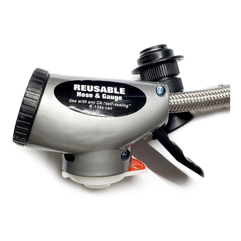 Reusable Hose with Pressure Gauge for Refrigeration A/C P R134a