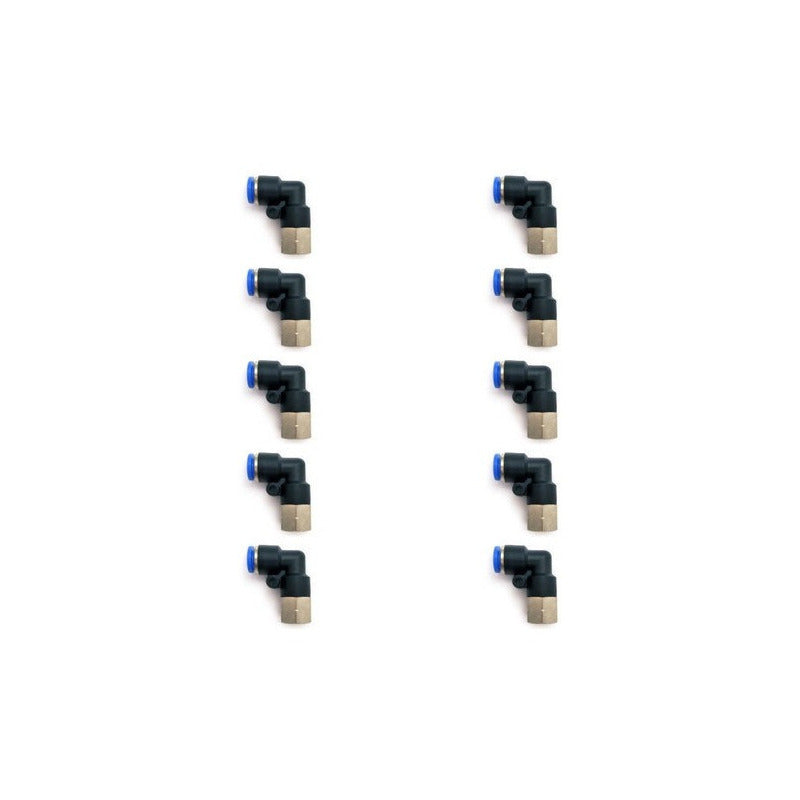10 Pz De Conector/racor Neumático Codo Hembra 1/8 X 6 Mm