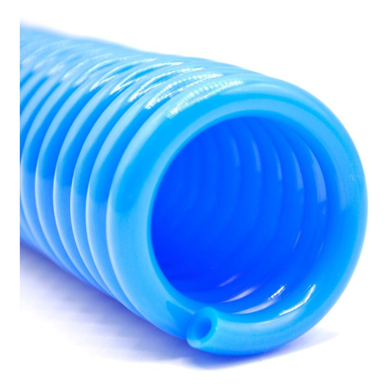 Manguera de poliuretano retráctil en color azul de 8 mm, longitud 3 metros.
