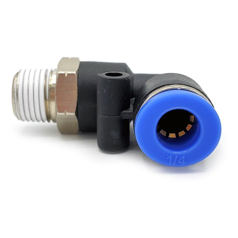 10 Pz De Conector/racor Rápido Neumático Codo 1/8 Npt X 1/4