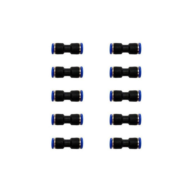 10 Pcs Straight Pneumatic Union Fitting 1/4