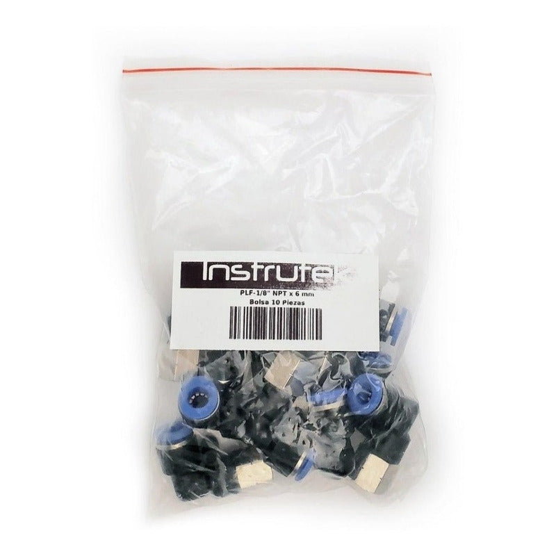 10 Pz De Conector/racor Neumático Codo Hembra 1/8 X 6 Mm