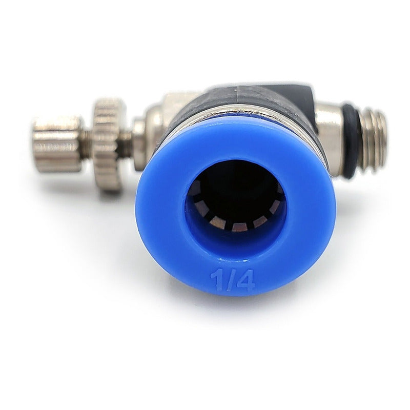 Conector / Regulador De Caudal Neumático Codo M6 x 1/4"