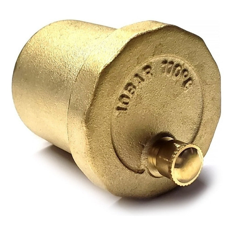 Válvula eliminadora de aire, gases y líquidos fabricada en latón, conexión 1/2" NPT, rango de presión 145 psi.