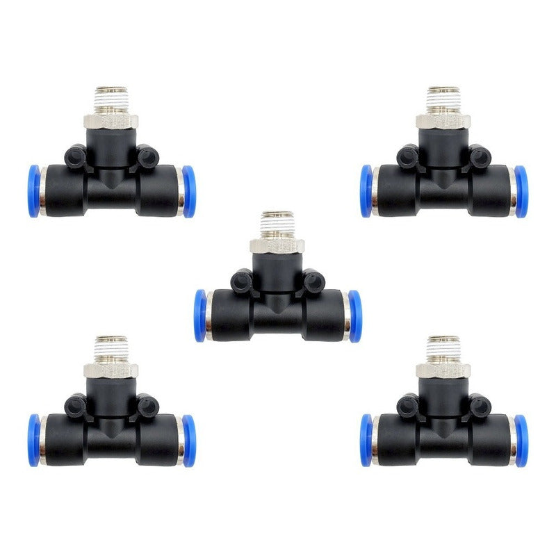 5pz Racor Rápido Neumático En Tee 1/8 Npt X 8mm