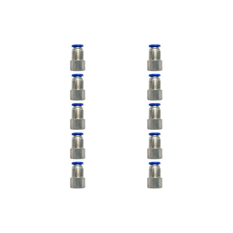 10 Pz De Conector/racor Neumático Recto Hembra 1/8 X 6mm