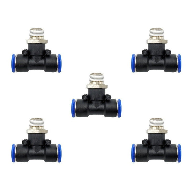 5pz Racor Neumático En Tee 3/8 Npt X 12mm
