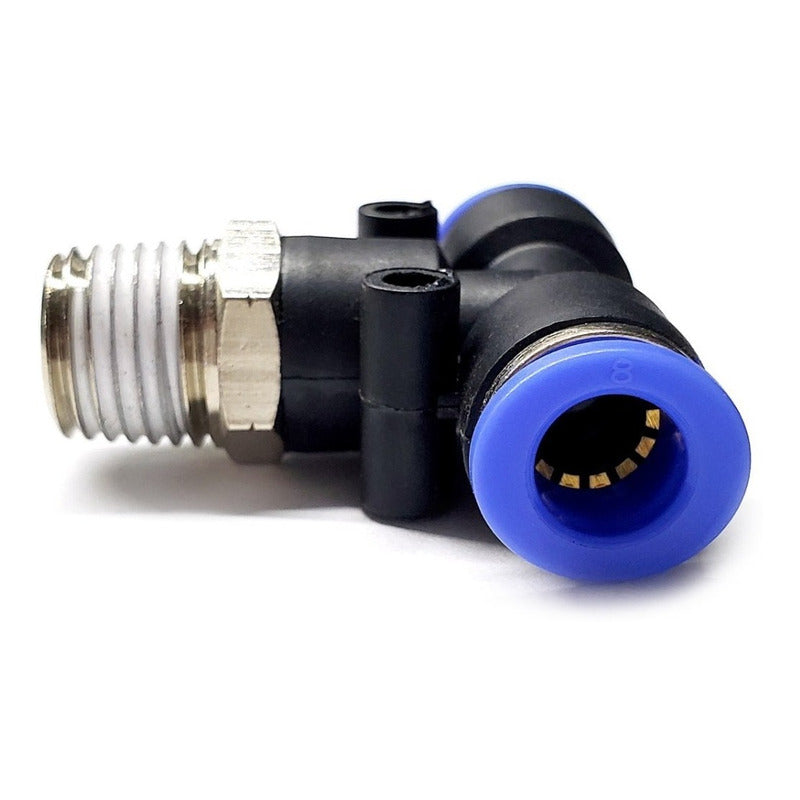 5pcs Pneumatic Quick Tee Fitting 1/4 Npt Male X 8mm Mang.