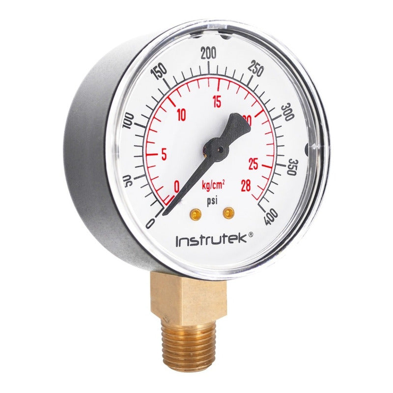 Manómetro 2.5", estándar ABS, 1/4" NPT, inferior, 400 psi-kg/cm2