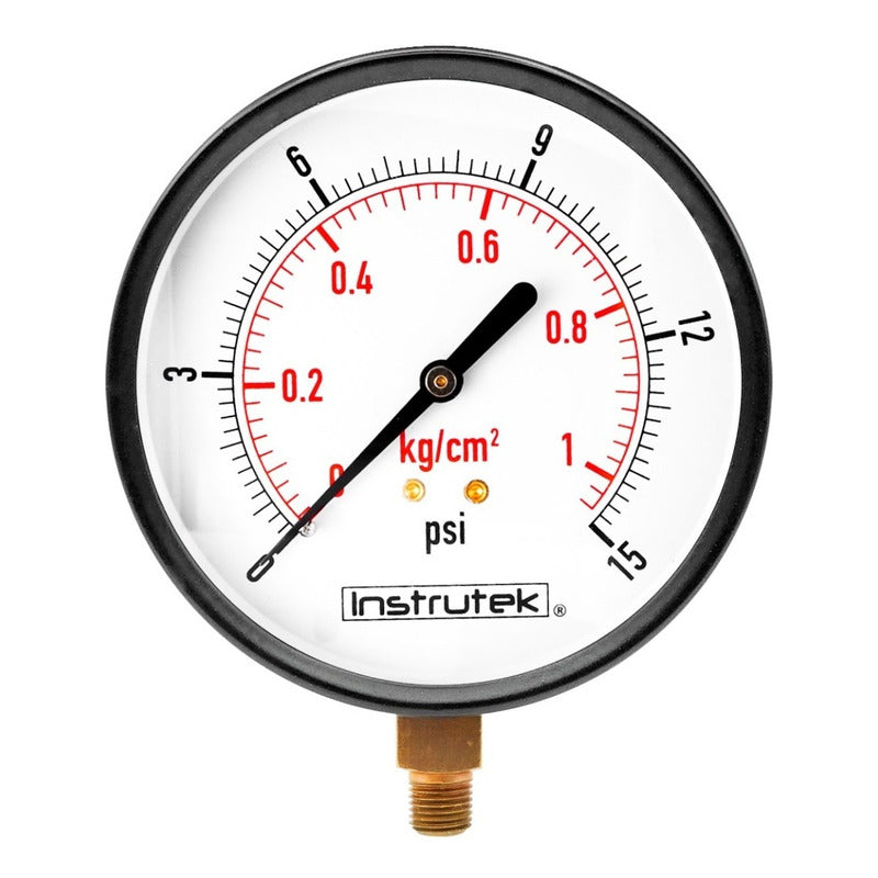 Pressure Gauge for Compressor, 4-Inch Dial, 15 Psi (Air, Gas)