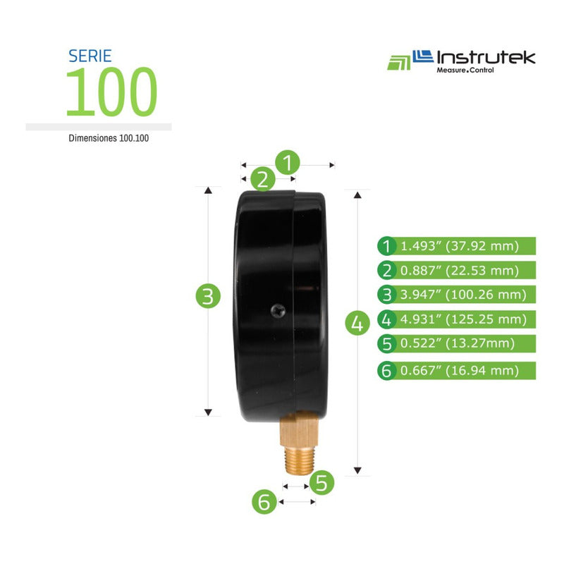 Pressure Gauge for Compressor, 4-Inch Dial, 200 Psi (Air, Gas)