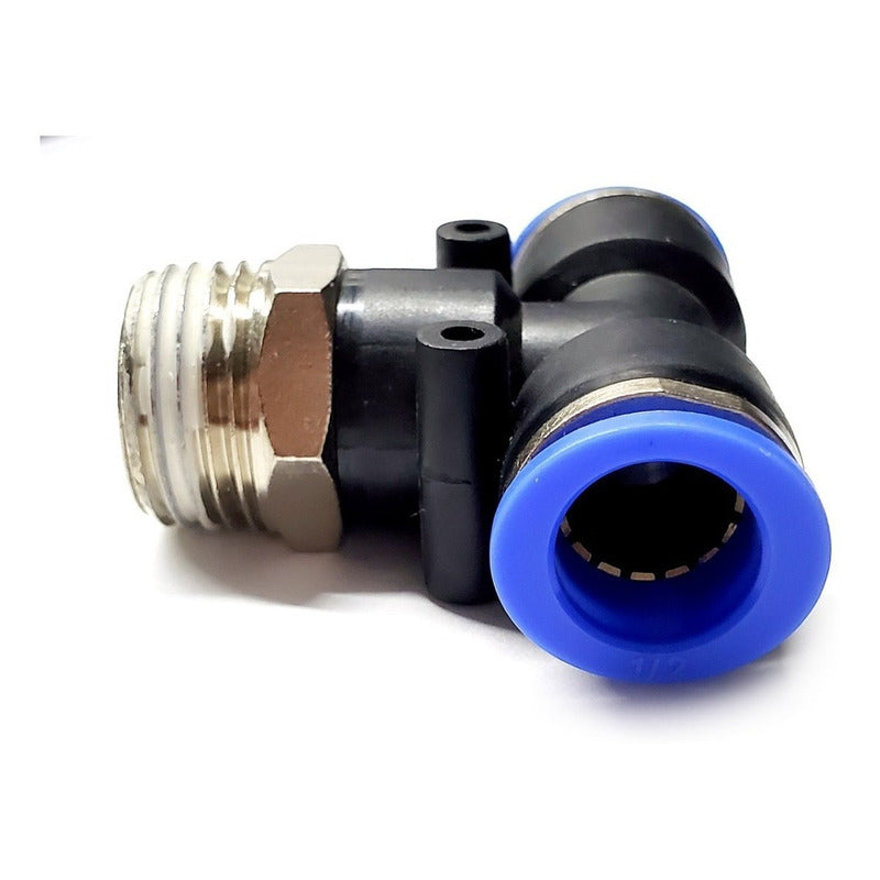 5pz Racor Rápido Neumático En Tee 1/2 Npt Macho X 1/2 Mang.