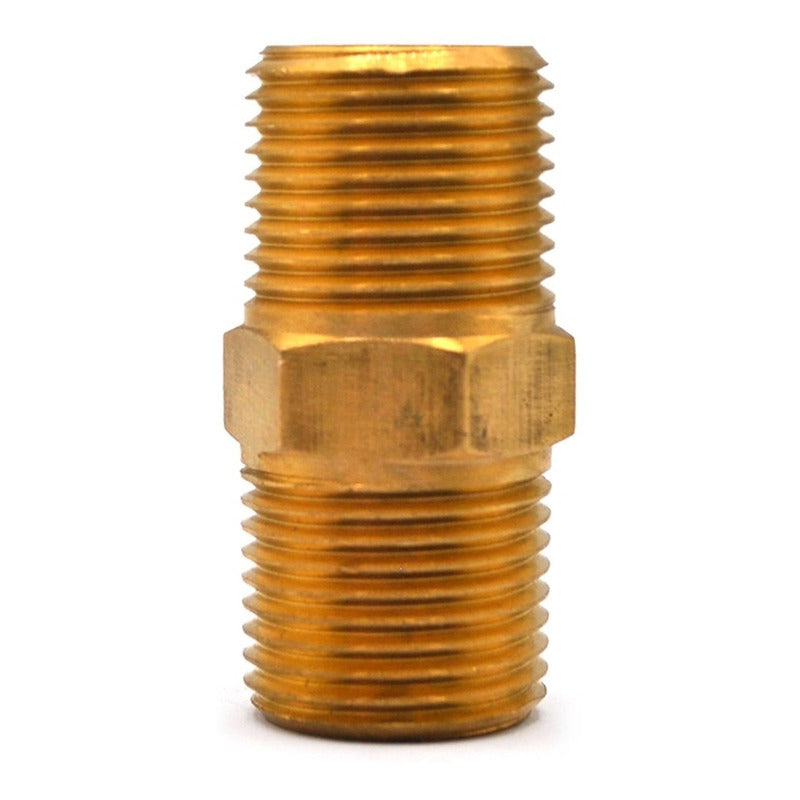 Brass Hexagonal Nipple 3/8 X 3/8 Npt 5 Pcs