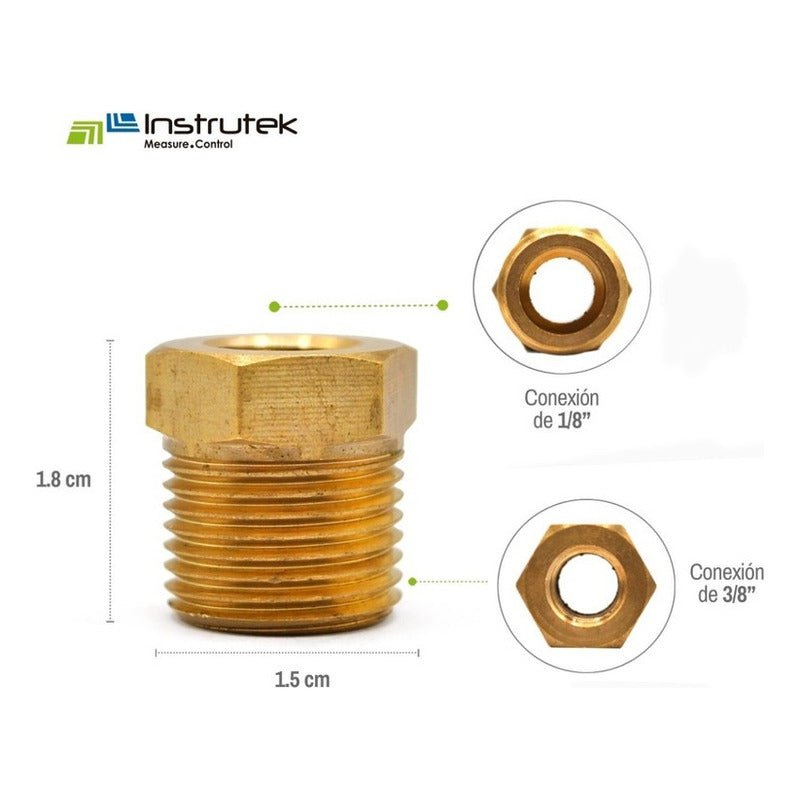 Bushing De Latón 1/8 Ntp Hembra A 3/8 Npt Macho 10 Pz
